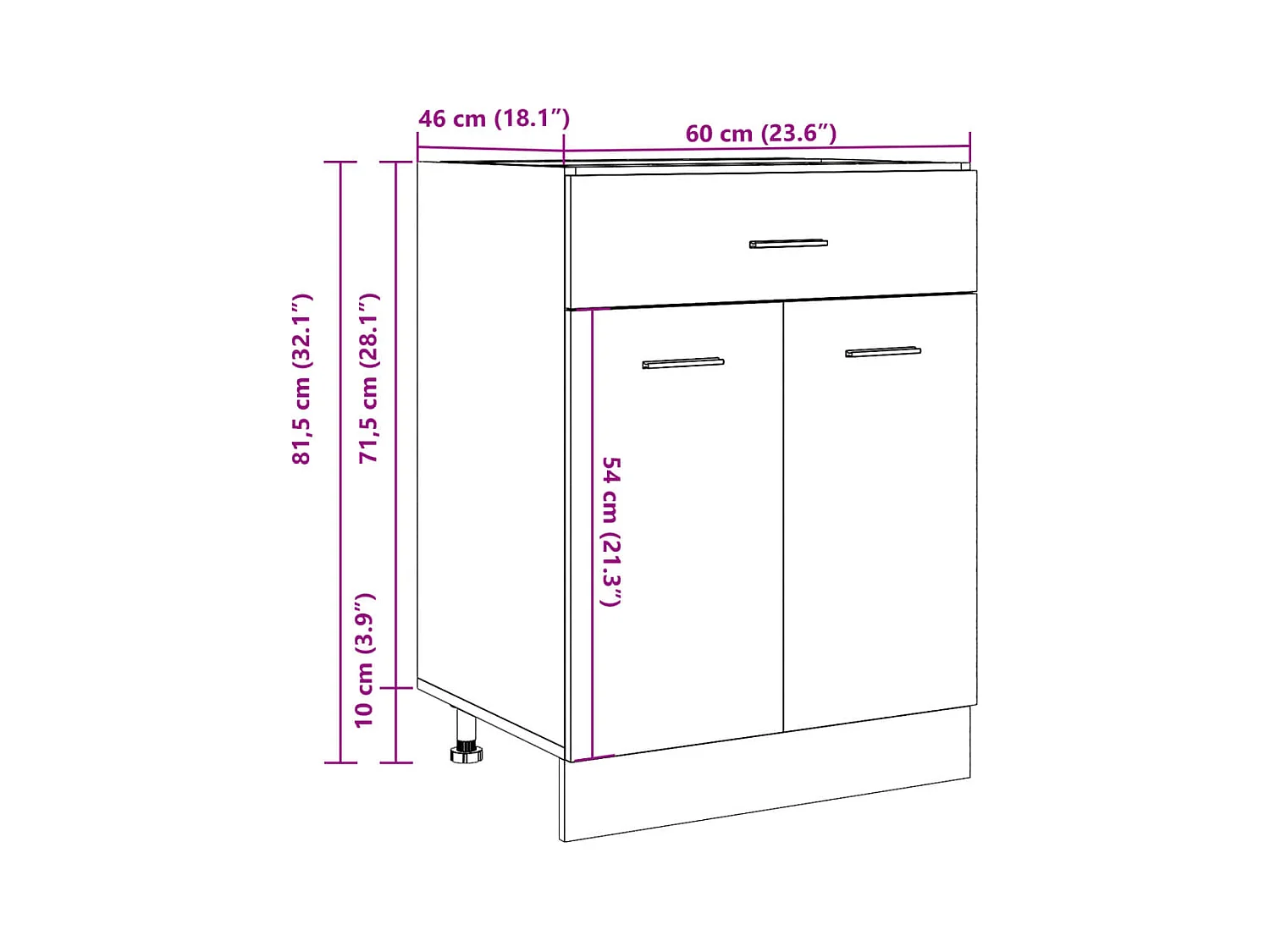 Armoire à tiroirs "Lyon" Gris béton 60 x 46 x 81,5 cm Bois d'ingénierie