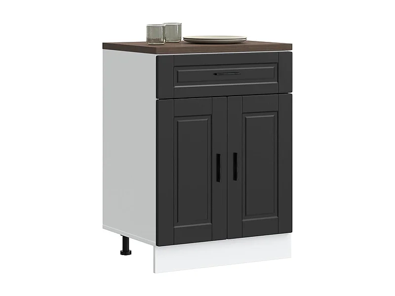 Armoire de cuisine Porto noir bois d'ingénierie