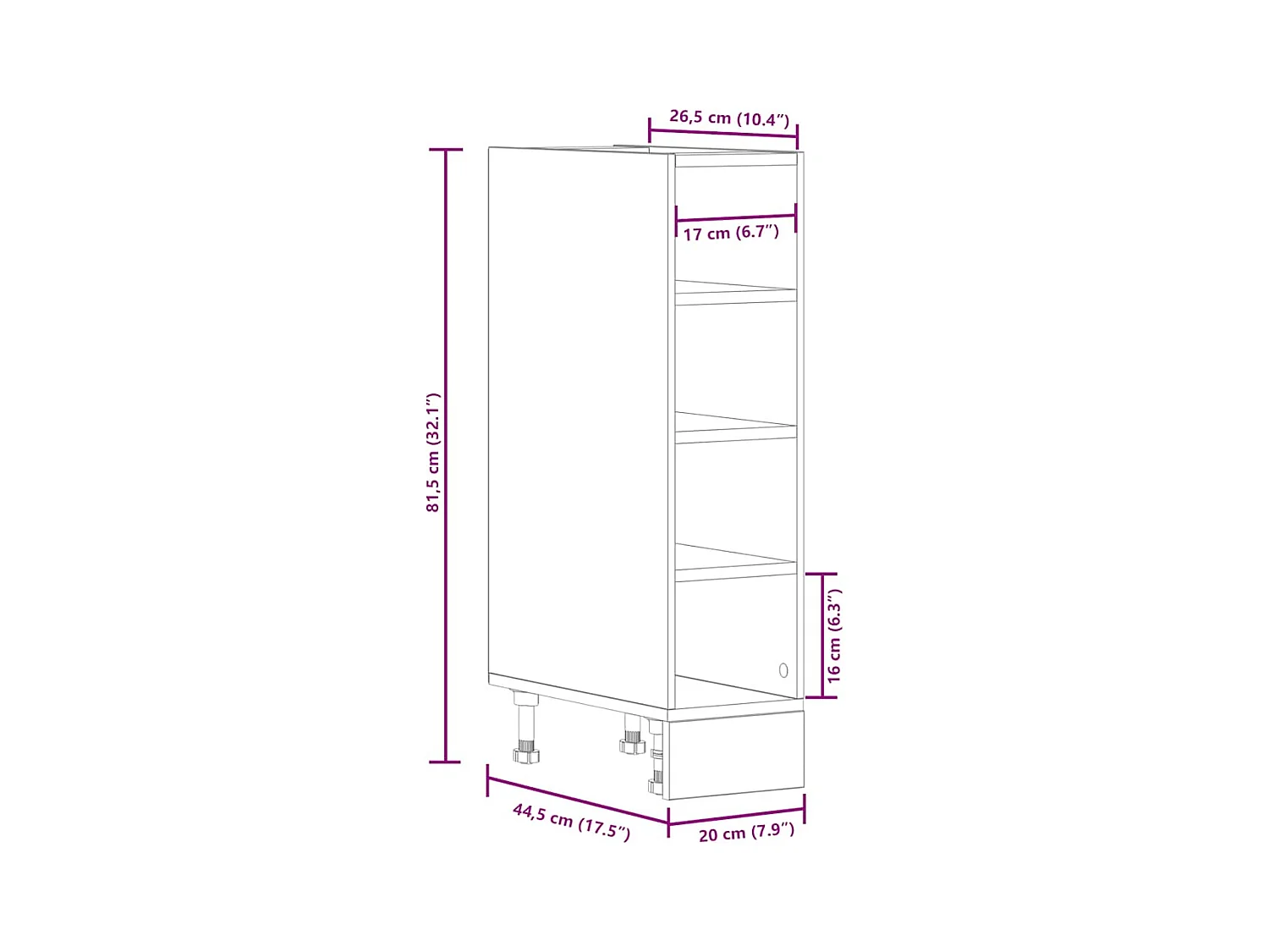 Meuble bas "Riga" Gris Sonoma 20 x 44,5 x 81,5 cm Bois d'ingénierie