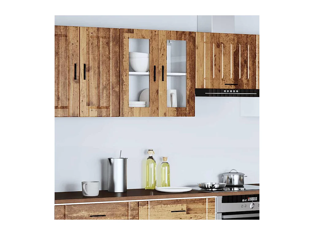 Armário de parede de cozinha porta de vidro Porto madeira velha