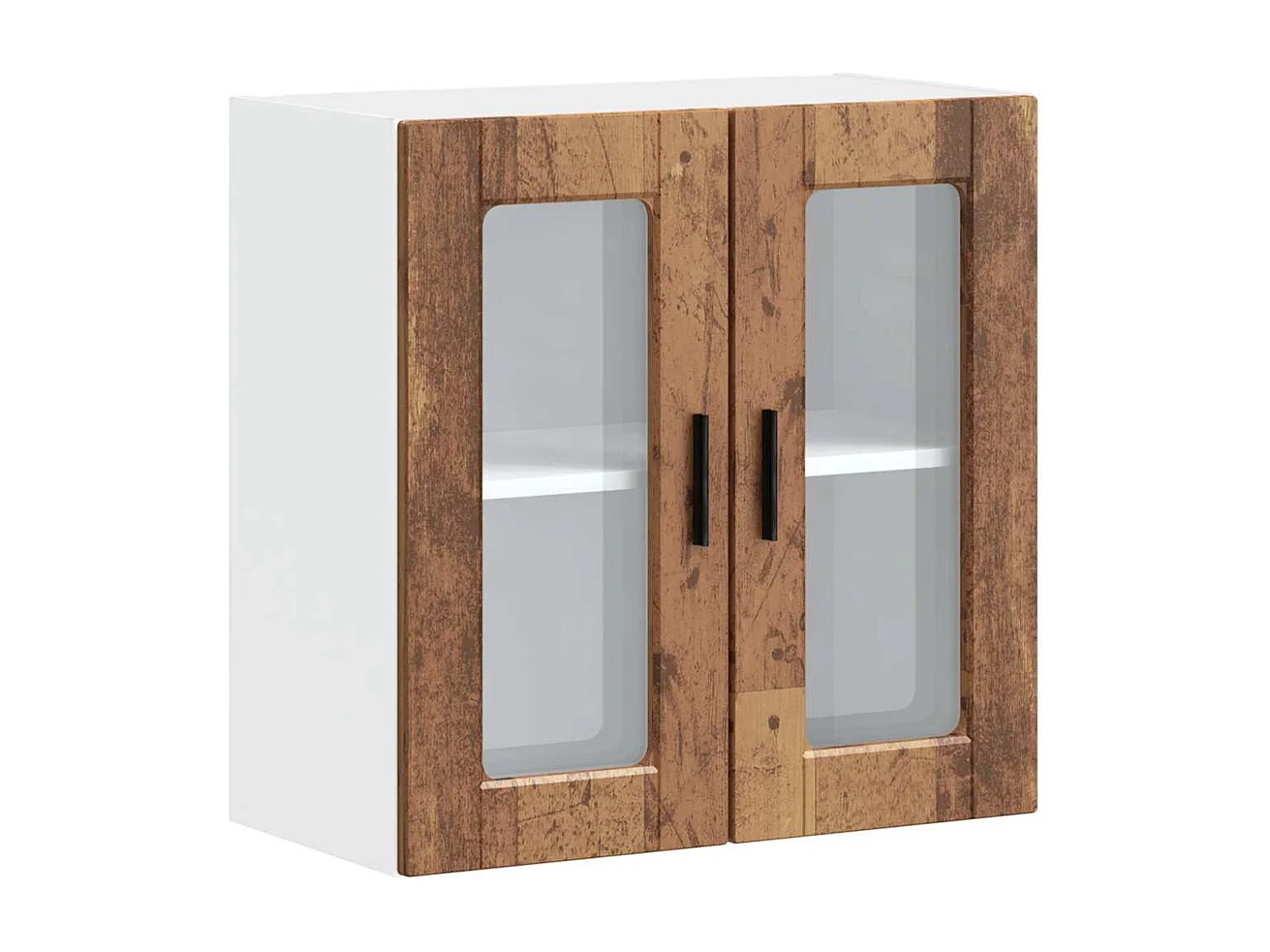 Armoire murale de cuisine avec porte en verre Porto vieux bois