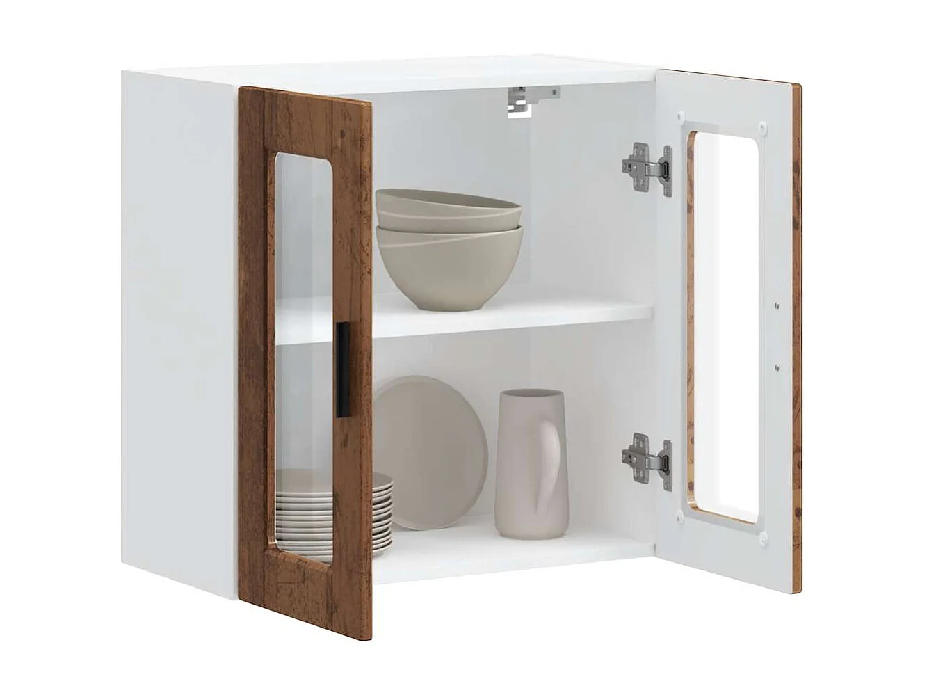 Armoire murale de cuisine avec porte en verre Porto vieux bois