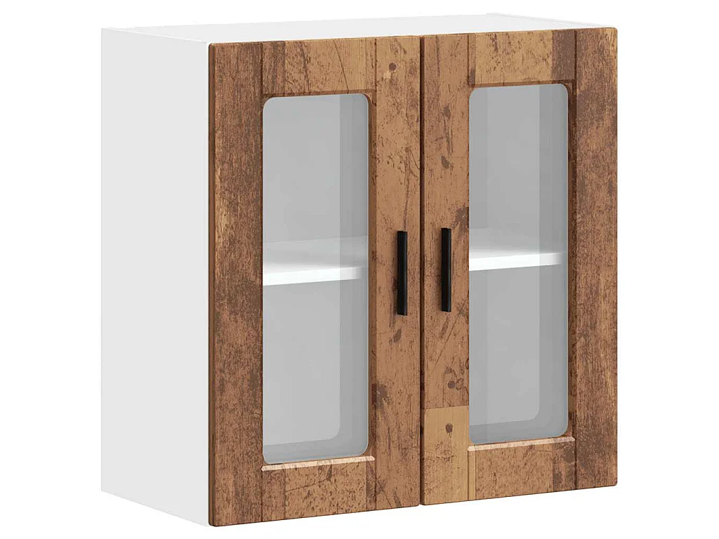 Armoire murale de cuisine avec porte en verre Porto vieux bois