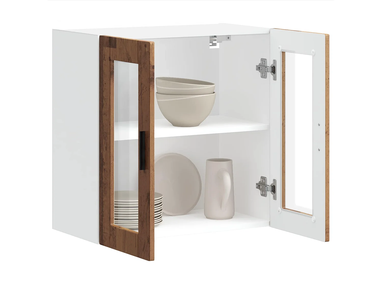 Armoire murale de cuisine avec porte en verre Porto vieux bois