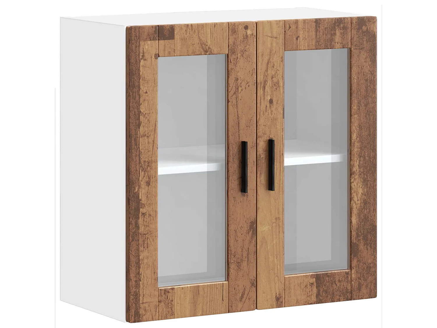Armoire murale de cuisine avec porte en verre Porto vieux bois