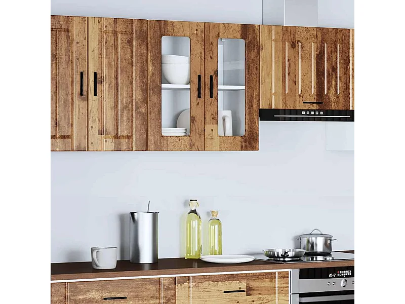 Pensile da Cucina con Porta in Vetro Porto Legno Vecchio