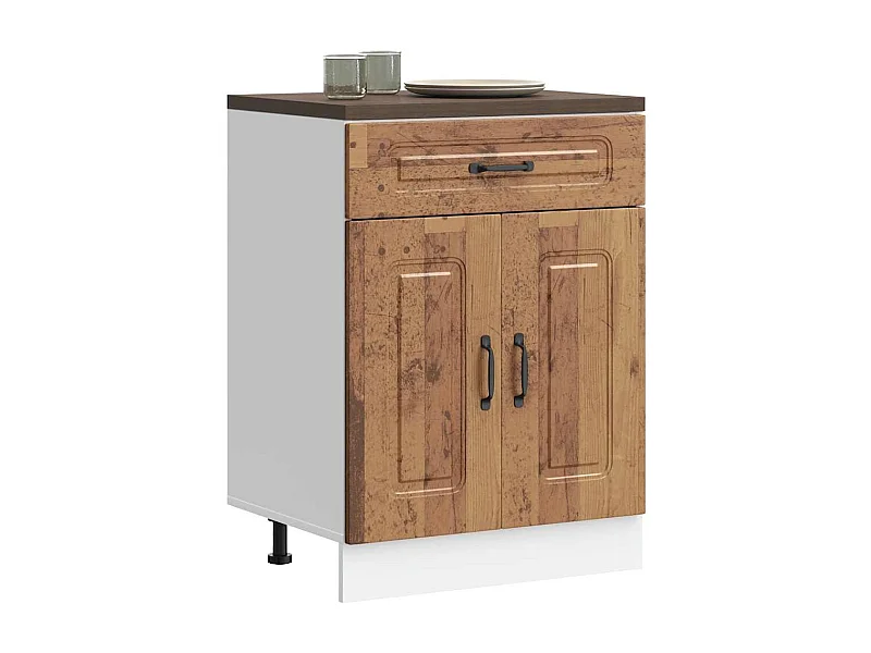 Armoire de cuisine Kalmar vieux bois bois d'ingénierie