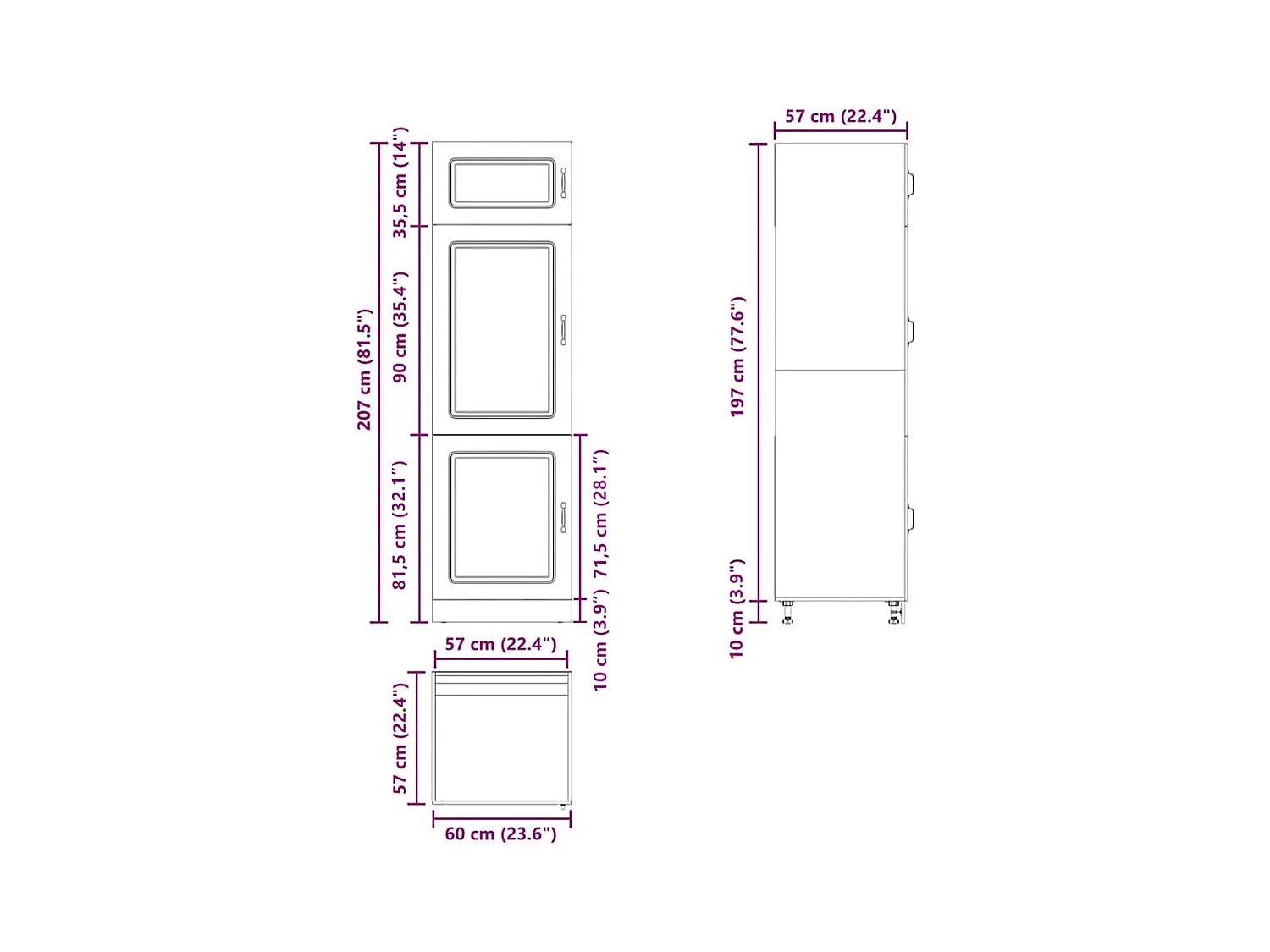Keukenkast Kalmar bewerkt hout hoogglans wit