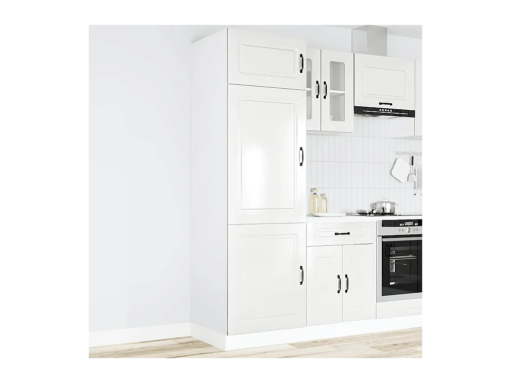 Armoire de cuisine Kalmar blanc brillant bois d'ingénierie