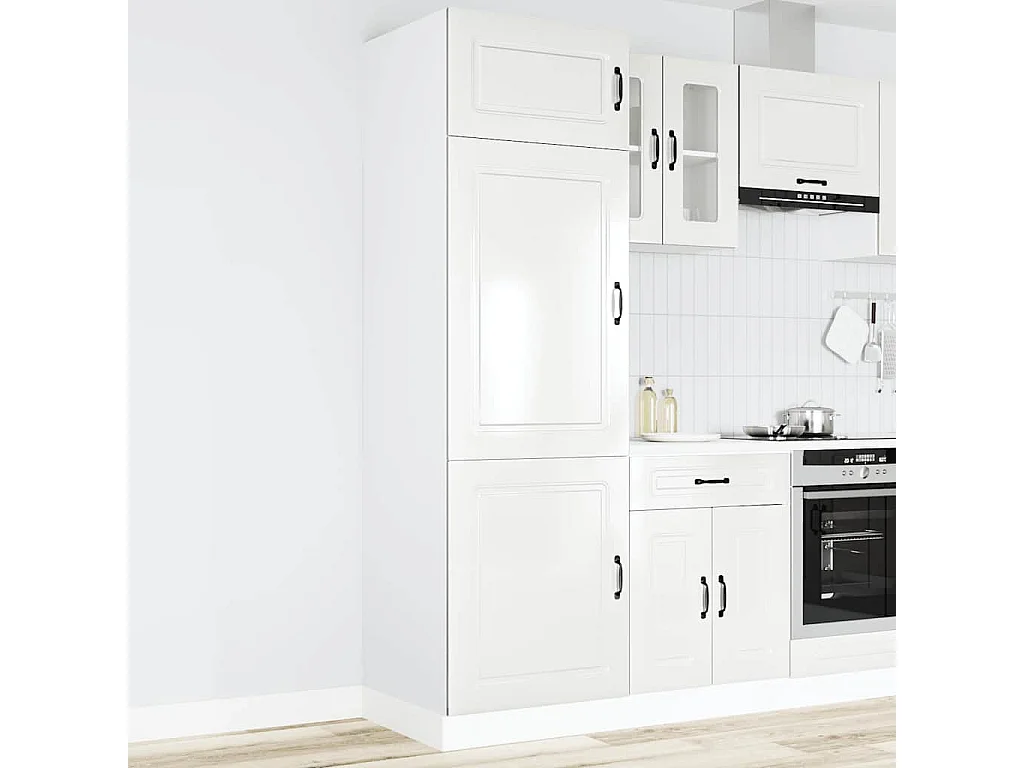 Armoire de cuisine Kalmar blanc brillant bois d'ingénierie