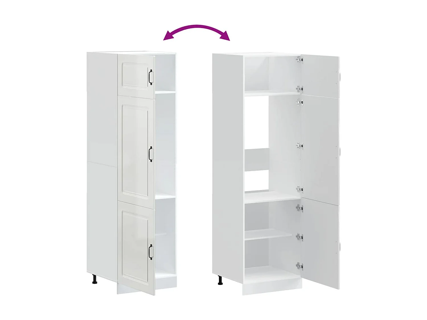 Armoire de cuisine Kalmar blanc brillant bois d'ingénierie