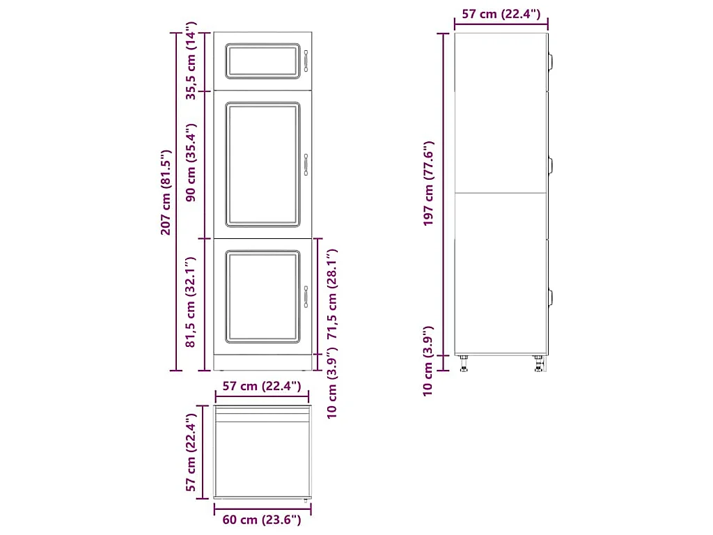 Armoire de cuisine Kalmar blanc brillant bois d'ingénierie