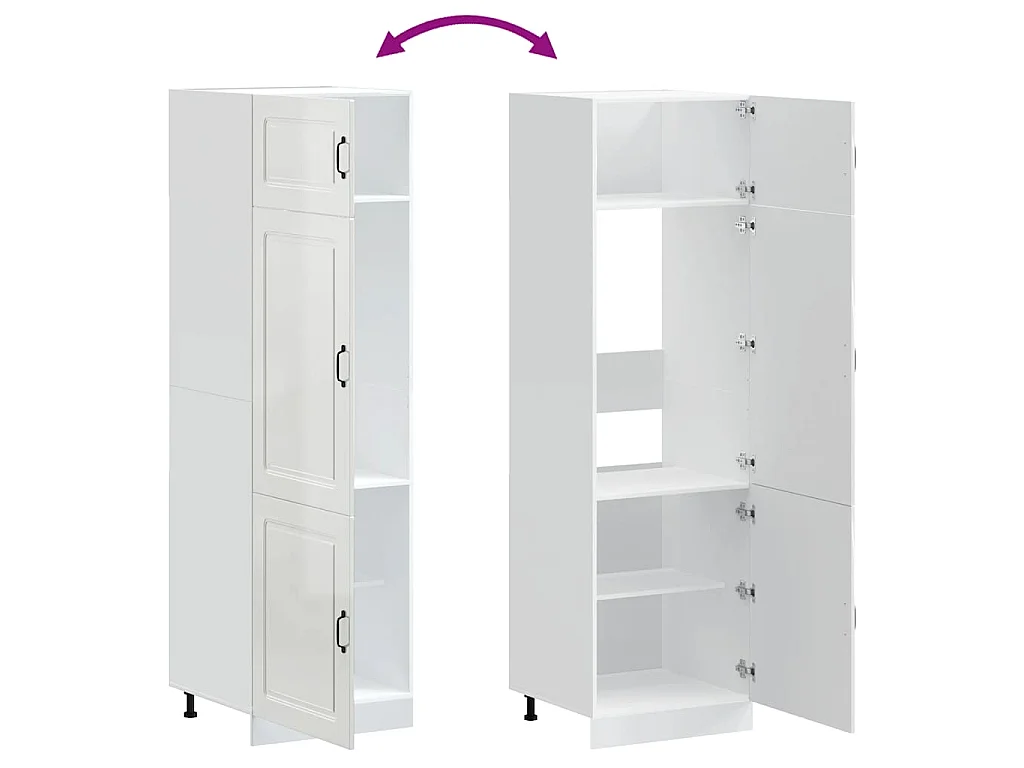 Armoire de cuisine Kalmar blanc brillant bois d'ingénierie