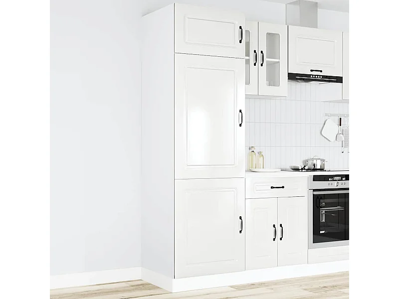 Armoire de cuisine Kalmar blanc brillant bois d'ingénierie