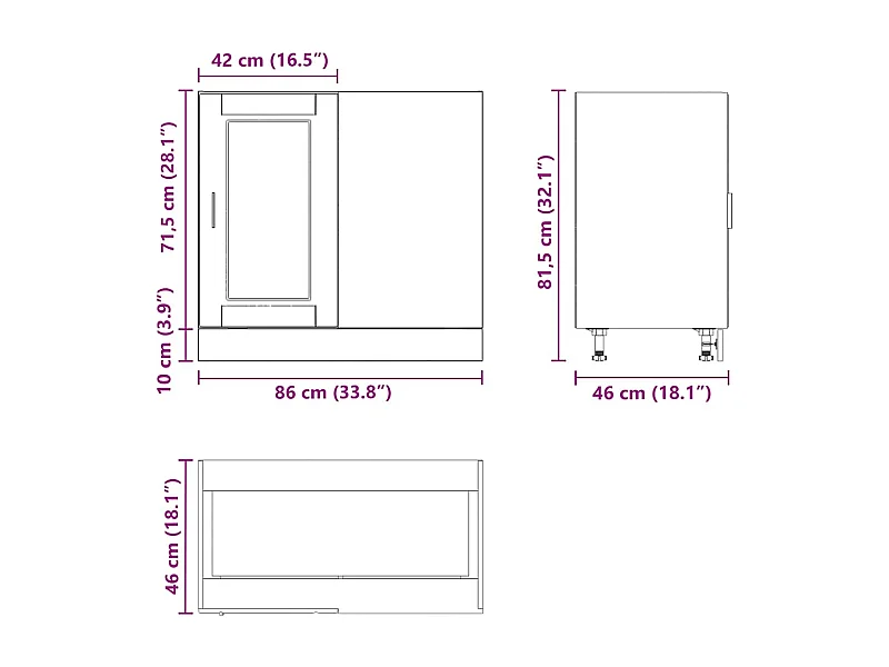 Keuken onderkast Porto bewerkt hout bruin eikenkleur
