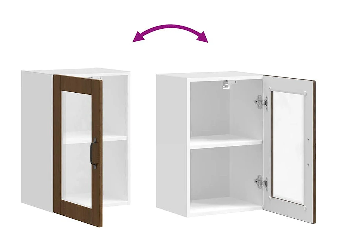 Küchen-Hängeschrank mit Glastür Porto Braun Eichen-Optik