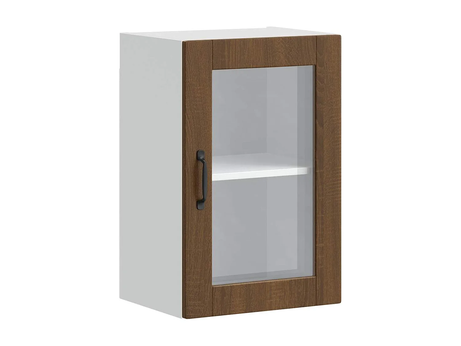Armoire murale de cuisine et porte en verre Porto chêne marron