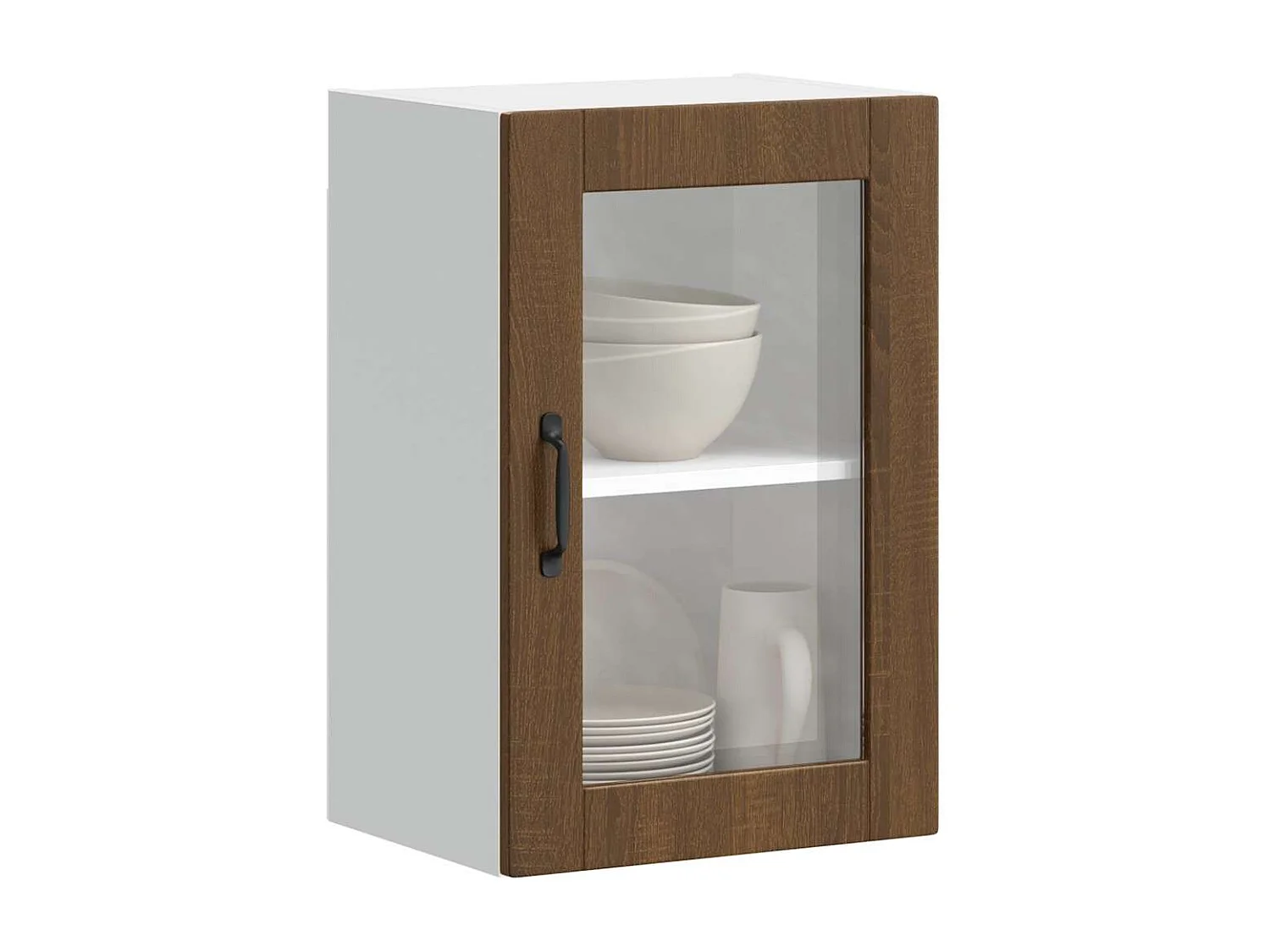 Armoire murale de cuisine et porte en verre Porto chêne marron