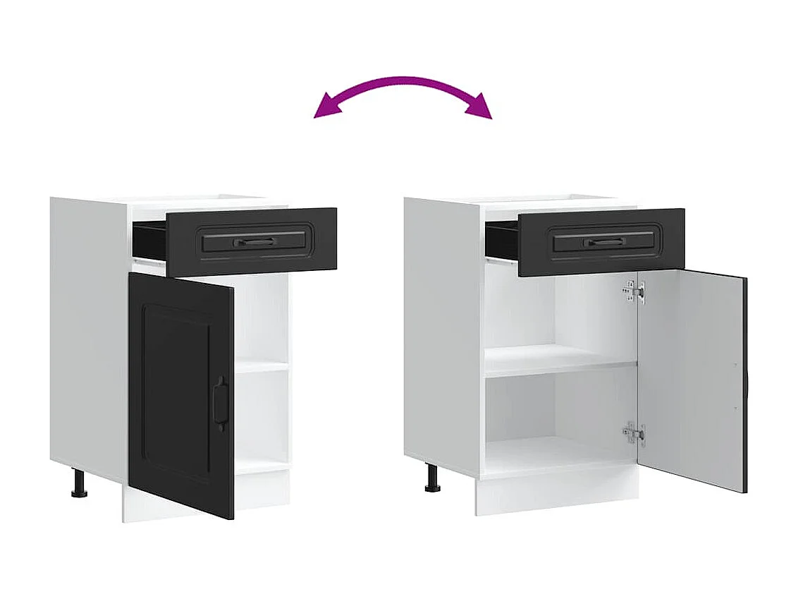 Armoire de cuisine Kalmar noir bois d'ingénierie