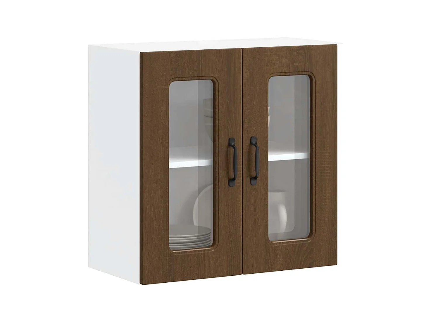 Küchen-Hängeschrank mit Glastür Kalmar Braun Eichen-Optik