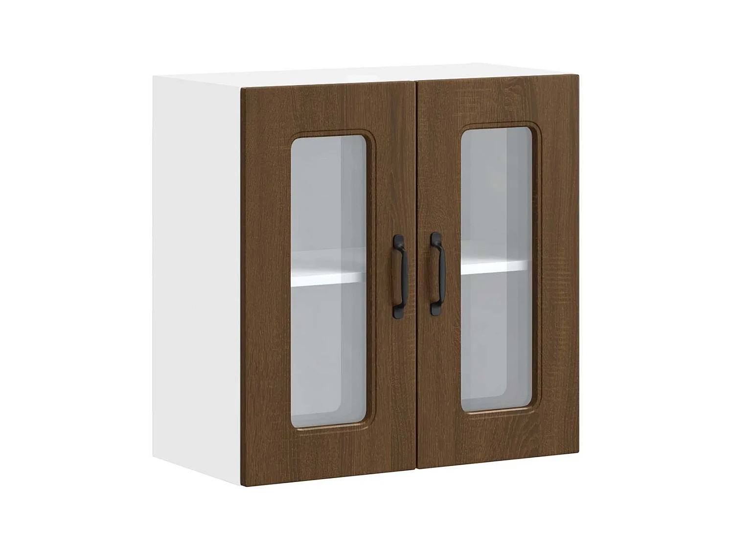 Küchen-Hängeschrank mit Glastür Kalmar Braun Eichen-Optik