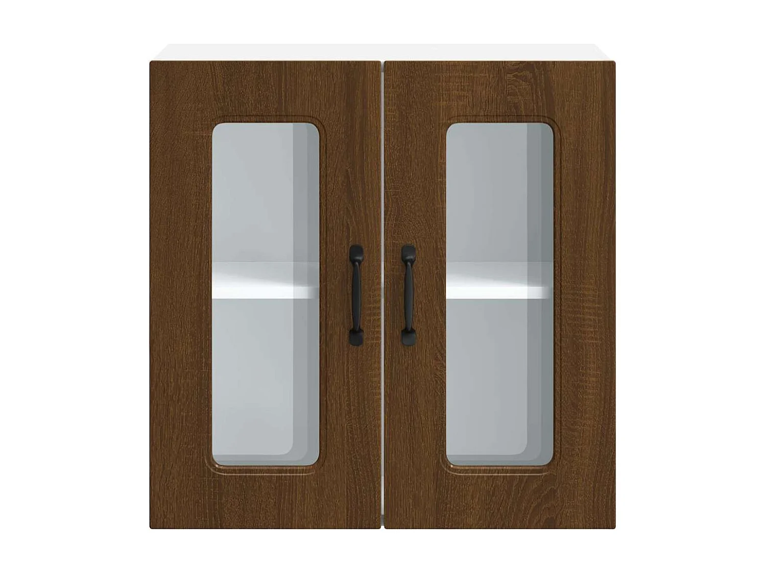 Küchen-Hängeschrank mit Glastür Kalmar Braun Eichen-Optik