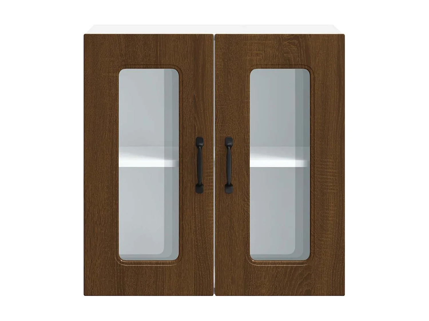 Küchen-Hängeschrank mit Glastür Kalmar Braun Eichen-Optik