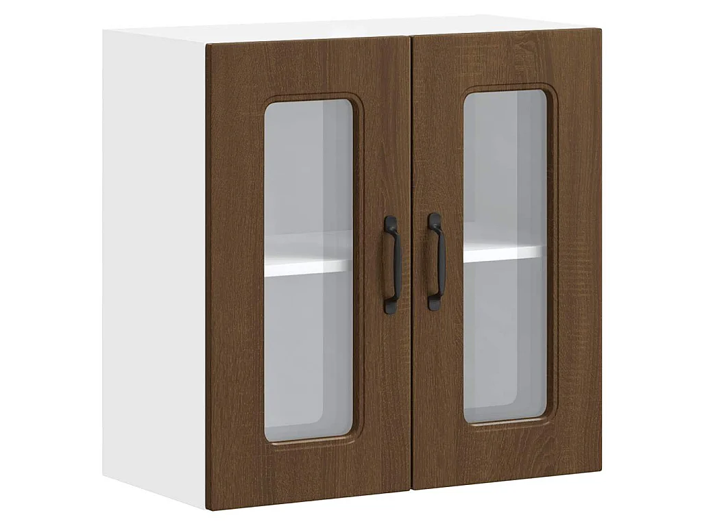 Armoire murale de cuisine et porte en verre Kalmar chêne marron