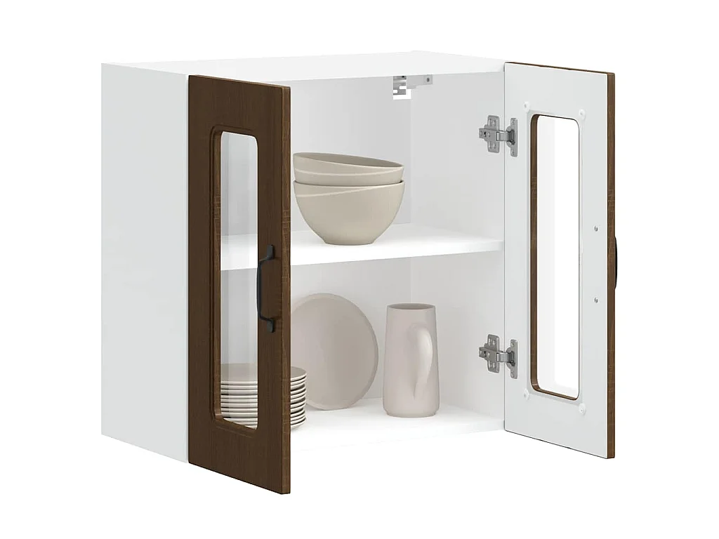 Armoire murale de cuisine et porte en verre Kalmar chêne marron