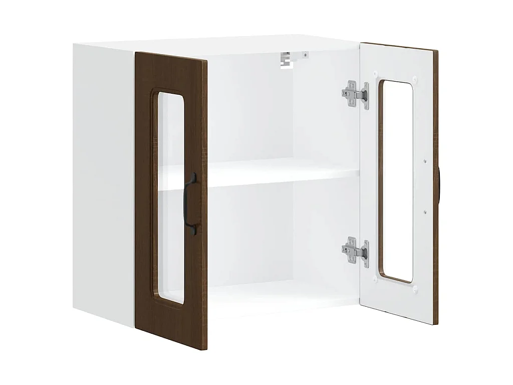 Armoire murale de cuisine et porte en verre Kalmar chêne marron