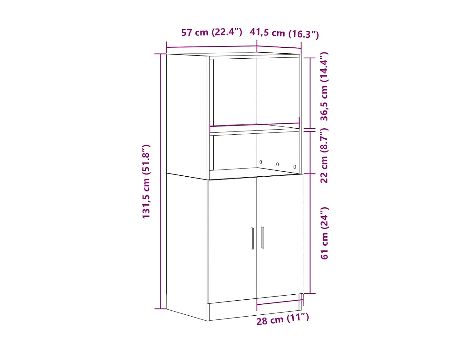 Armoire de cuisine chêne sonoma 57x41,5x131,5cm bois ingénierie