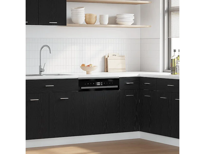 Geschirrspülerblende Lyon Schwarz Eichen-Optik 60x15x67 cm