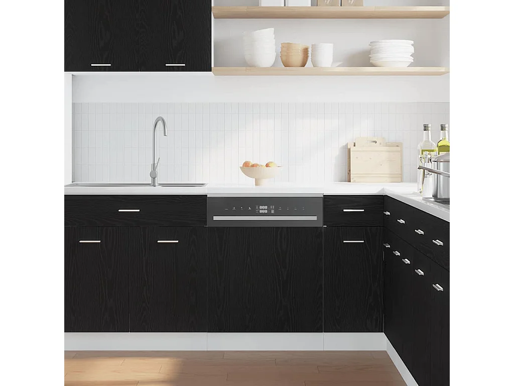 Geschirrspülerblende Lyon Schwarz Eichen-Optik 60x15x67 cm