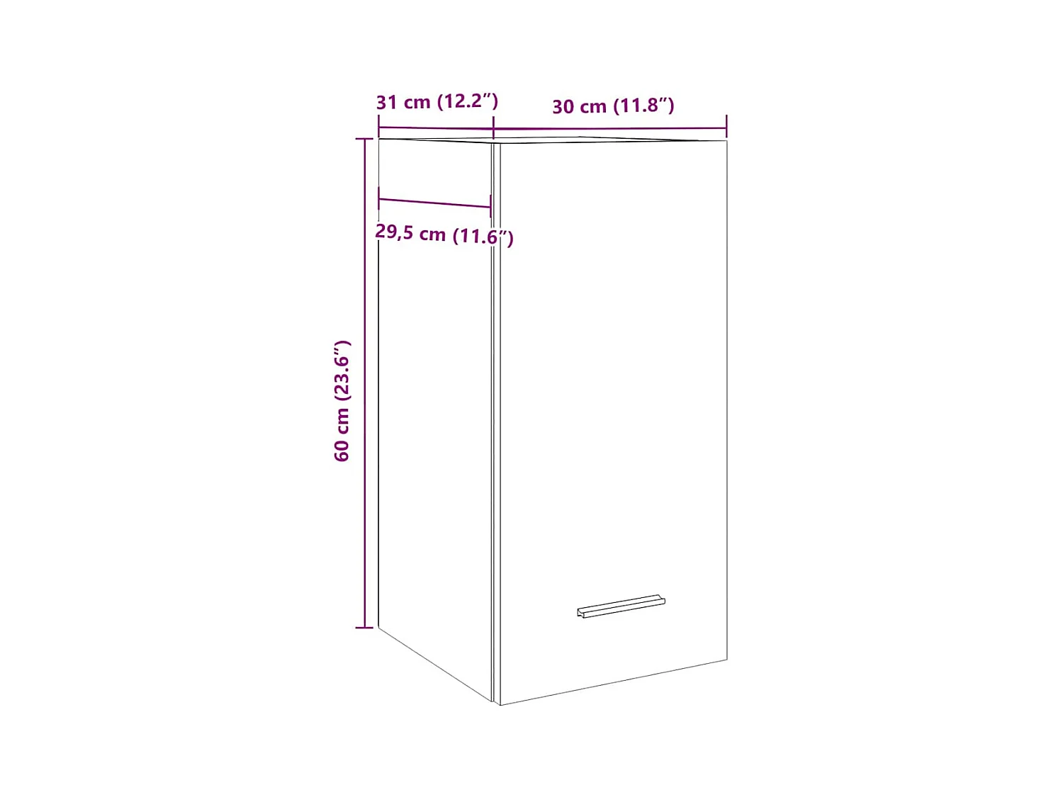 Mobile Pensile “Lyon” Rovere Artigianale 30x31x60 cm