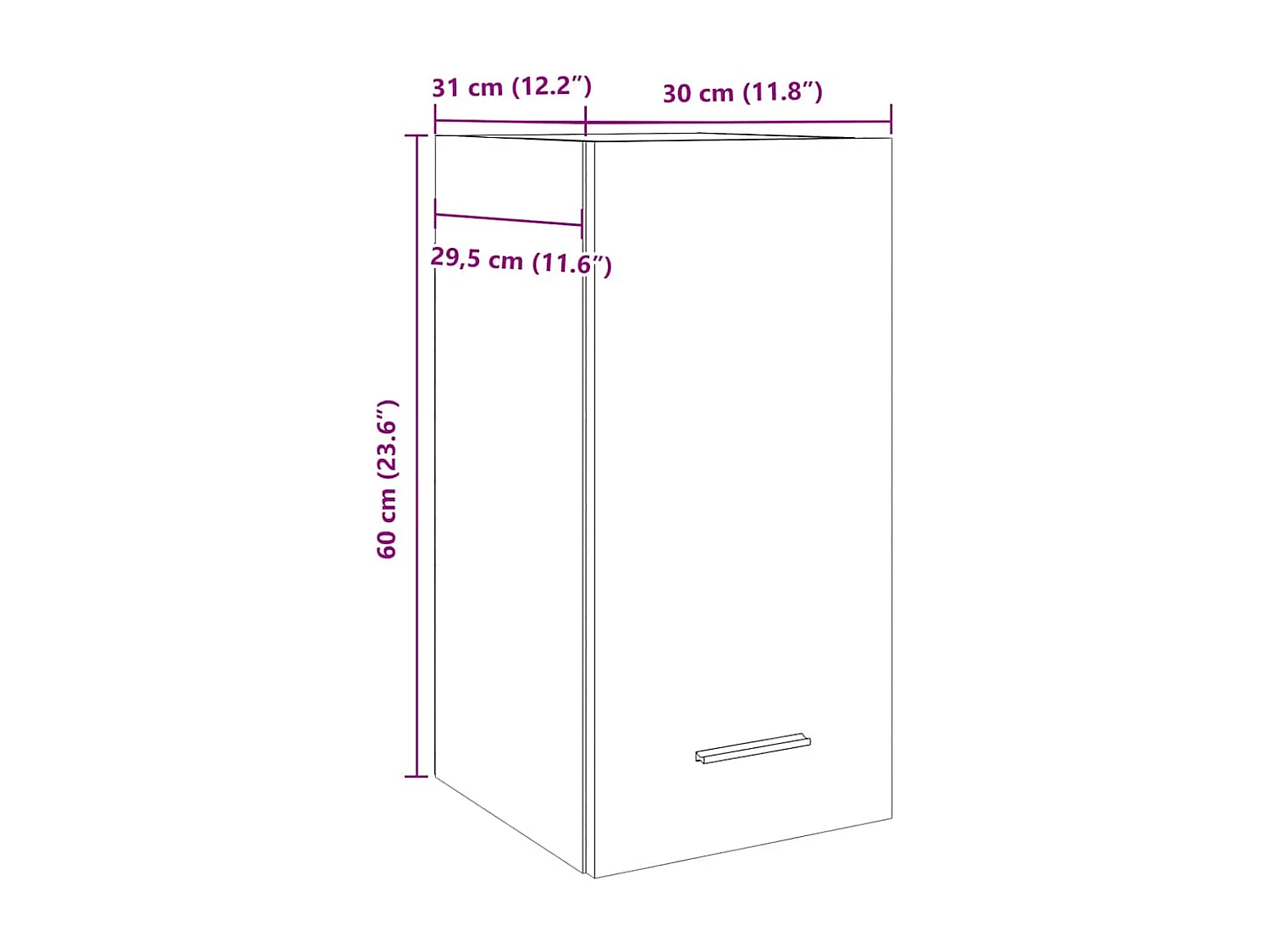 Armoire suspendue "Lyon" Chêne artisanal 30 x 31 x 60 cm Bois d'ingénierie