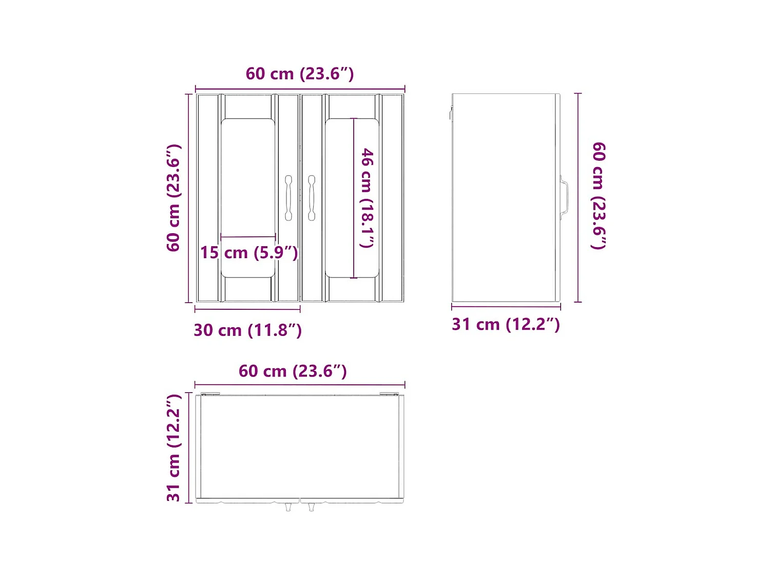 Armoire murale de cuisine avec porte vitrée "Lucca" Bois d'ingénierie blanc brillant