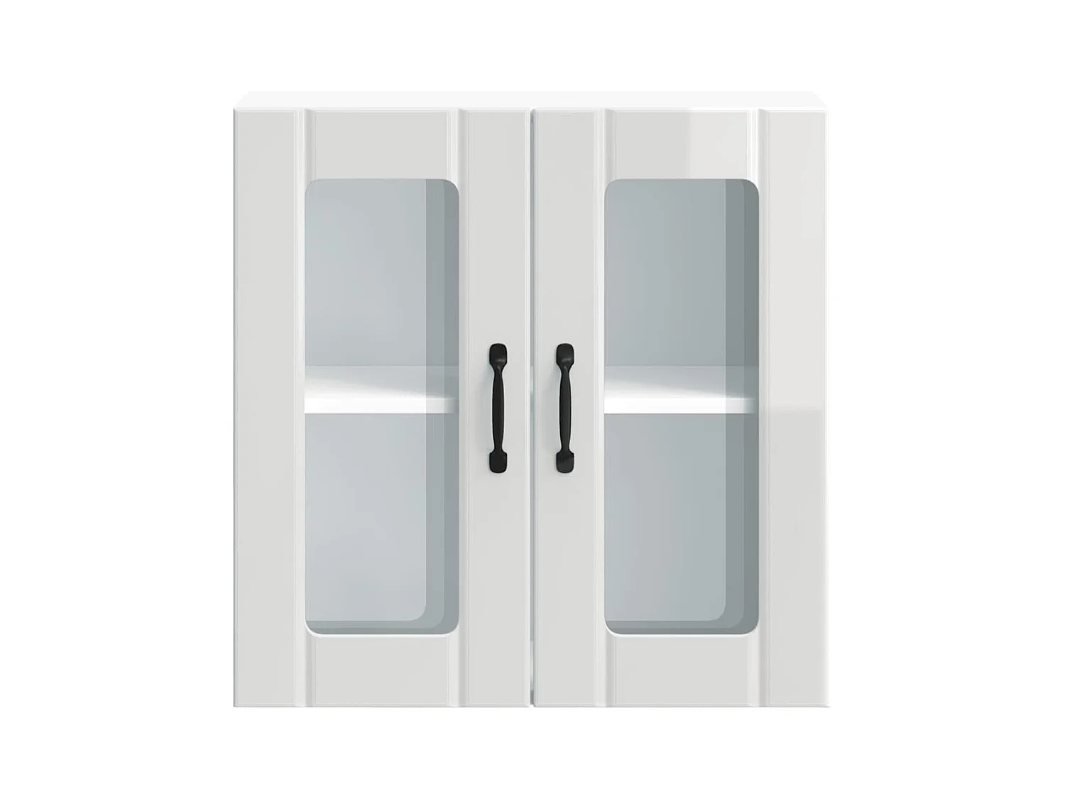 Armoire murale de cuisine avec porte vitrée "Lucca" Bois d'ingénierie blanc brillant