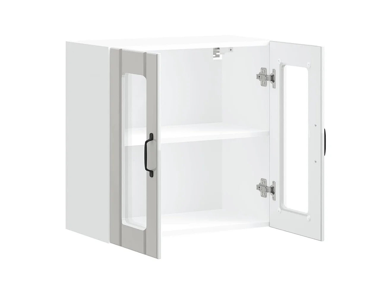 Armoire murale de cuisine avec porte vitrée "Lucca" Bois d'ingénierie blanc brillant