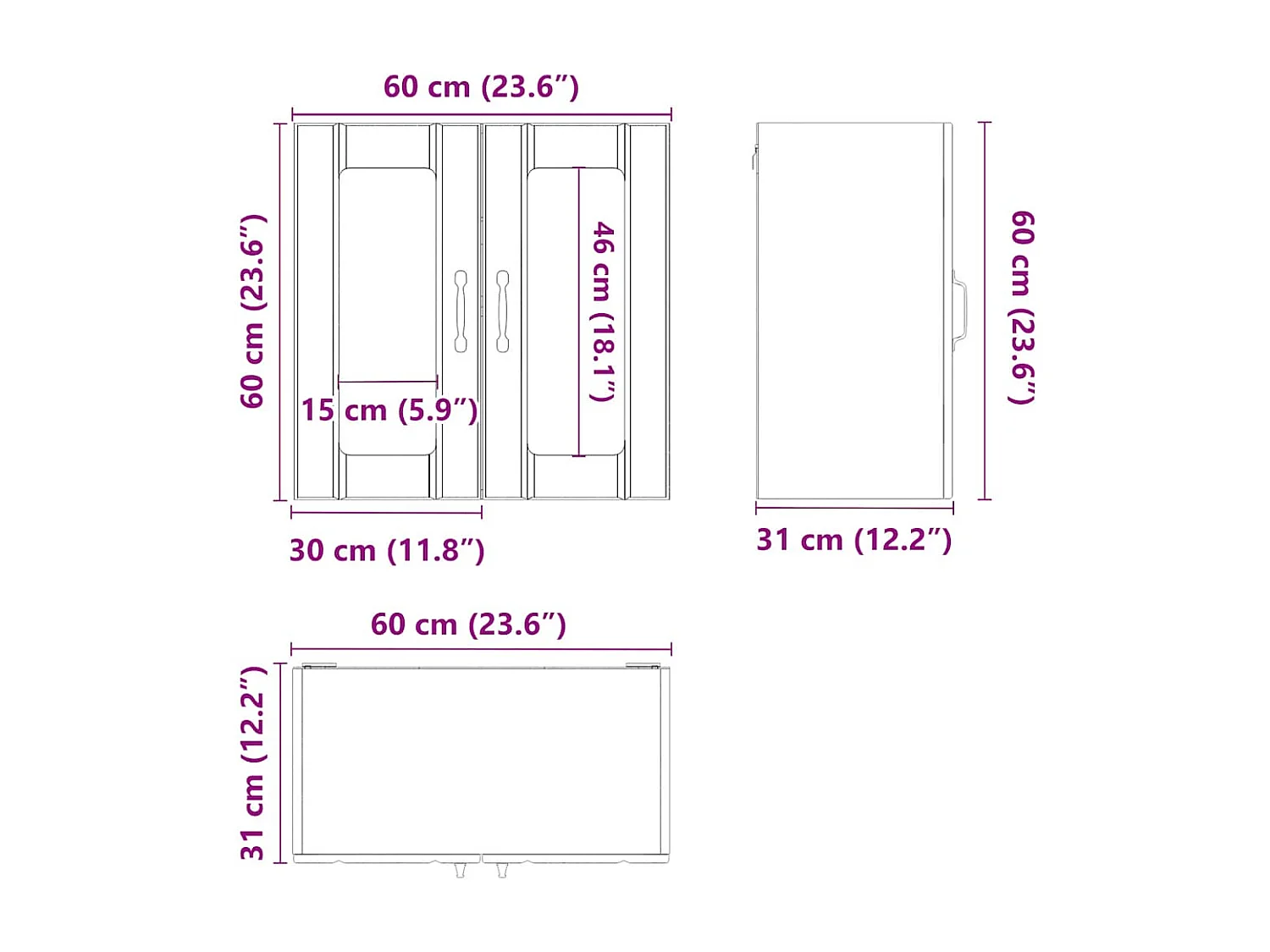 Armoire murale de cuisine avec porte vitrée "Lucca" Bois d'ingénierie blanc brillant