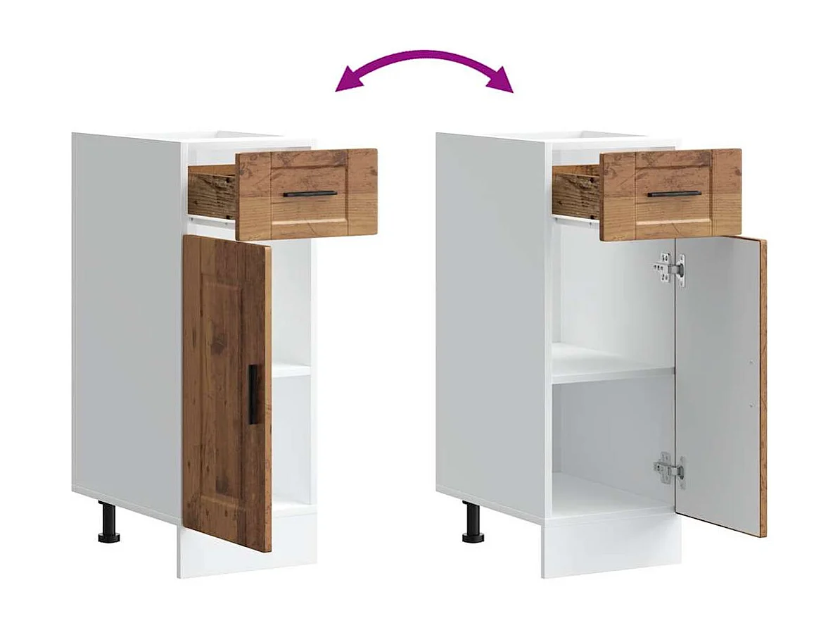 Küchenunterschrank Porto Altholz-Optik Holzwerkstoff