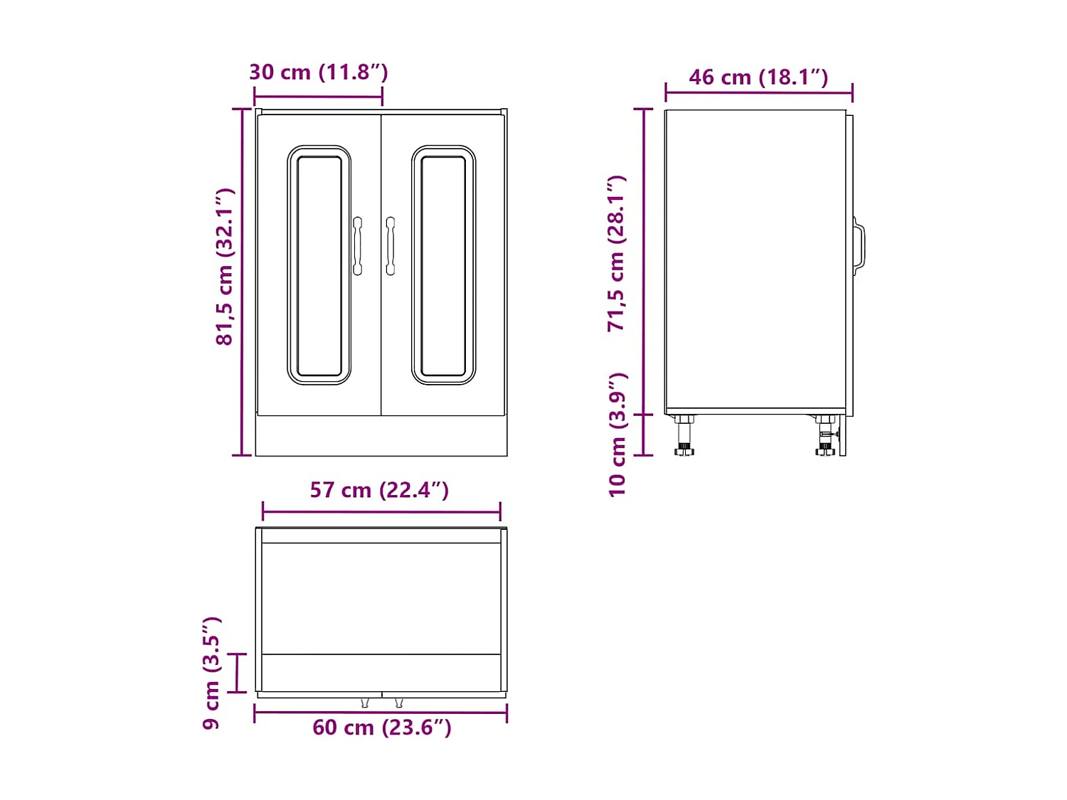 Meuble bas pour évier Kalmar gris béton bois d'ingénierie