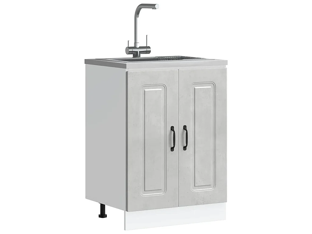 Meuble bas pour évier Kalmar gris béton bois d'ingénierie