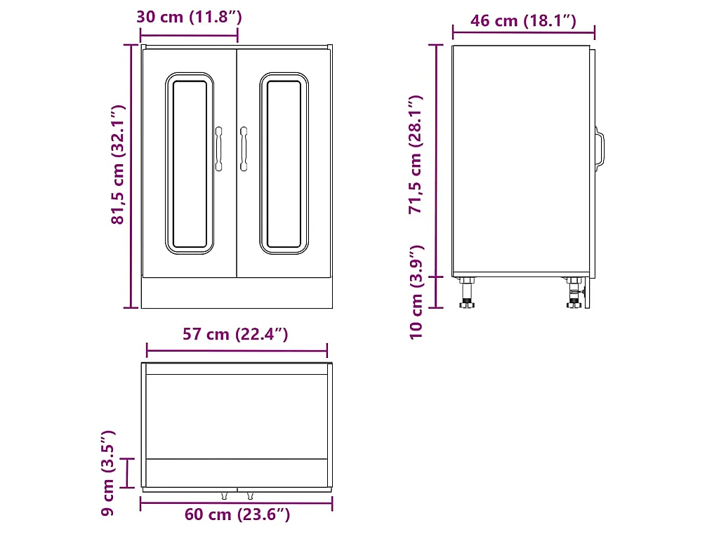 Meuble bas pour évier Kalmar gris béton bois d'ingénierie