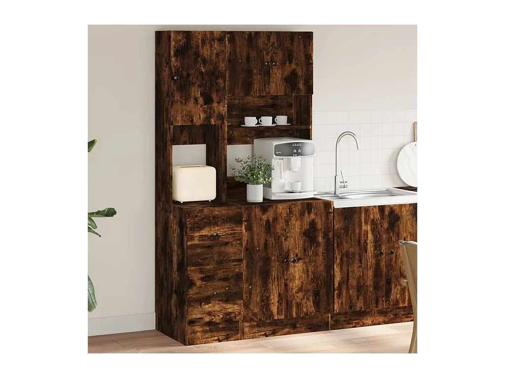 Armoire de cuisine chêne fumé 95x50x180 cm bois d'ingénierie