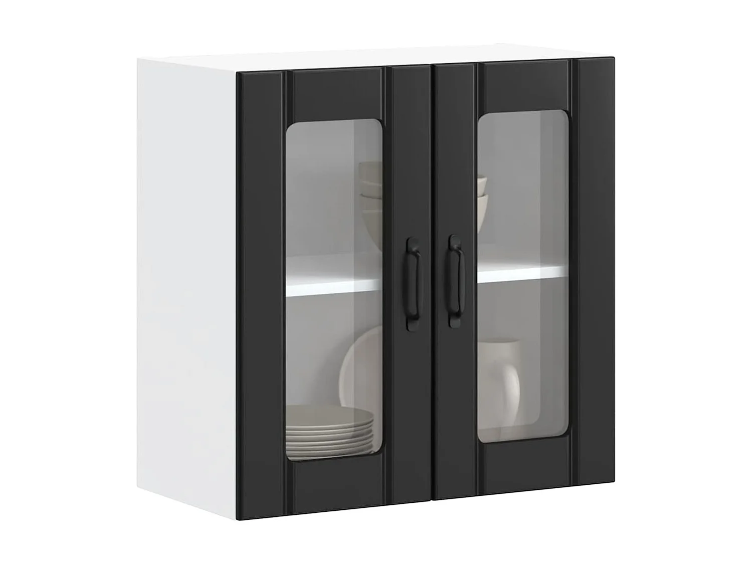 Armoire murale de cuisine avec porte en verre Lucca noir