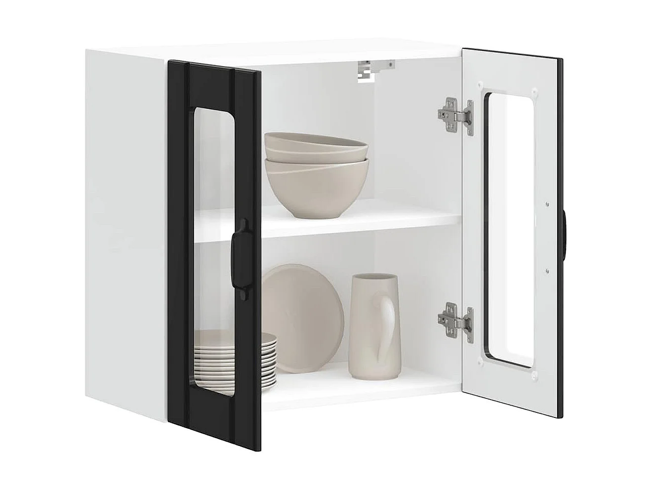 Armoire murale de cuisine avec porte en verre Lucca noir