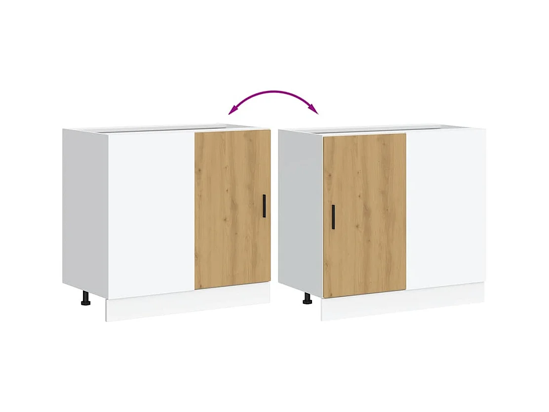 Küchenunterschrank Lyon Artisan-Eiche Holzwerkstoff