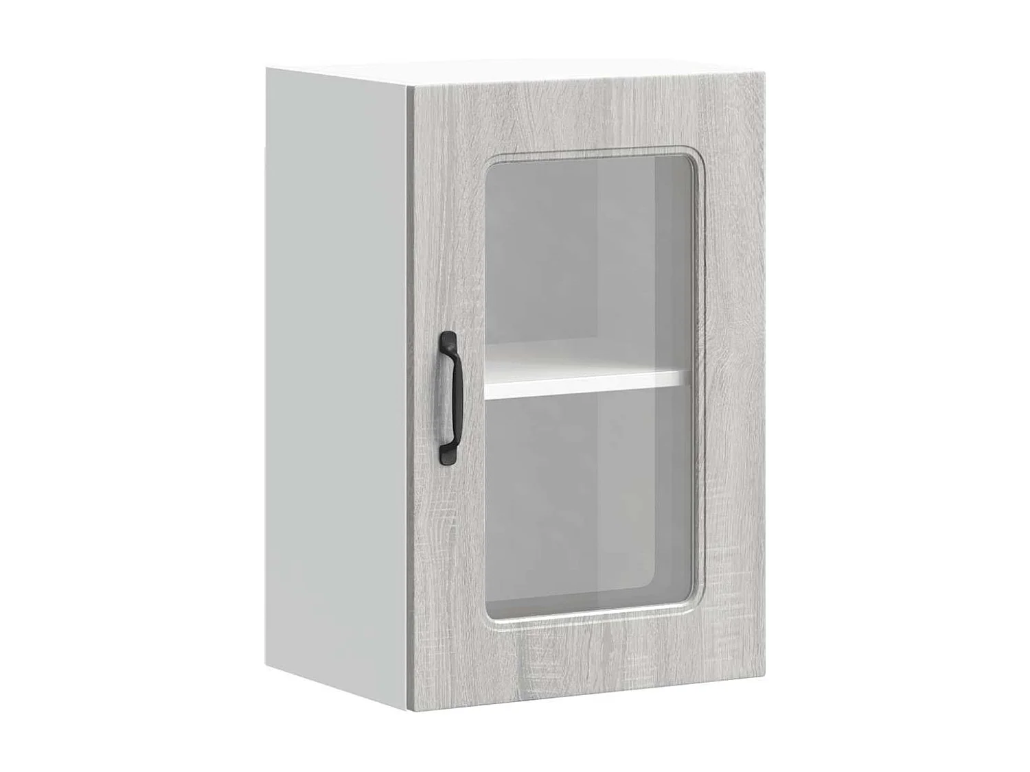Armoire murale de cuisine avec porte vitrée "Kalmar" Bois d'ingénierie gris Sonoma