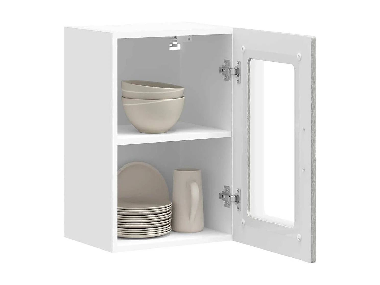 Armoire murale de cuisine avec porte vitrée "Kalmar" Bois d'ingénierie gris Sonoma