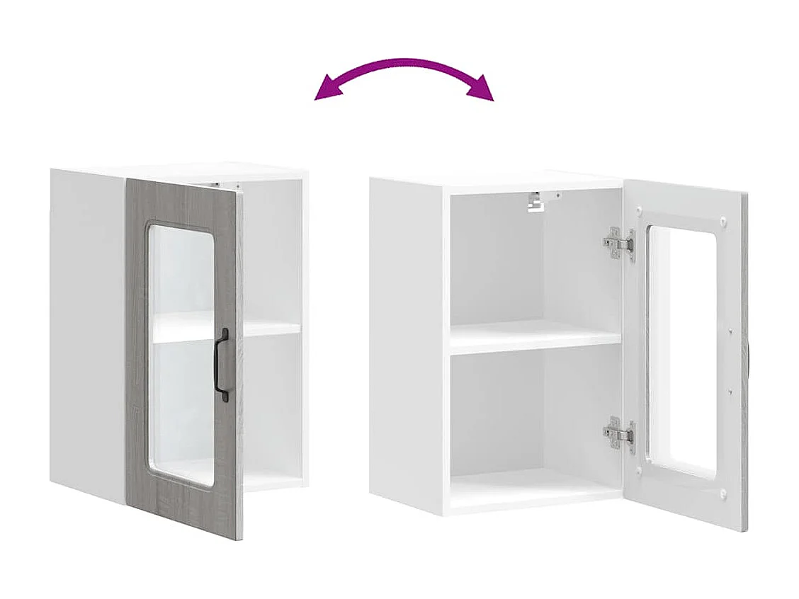 Armoire murale de cuisine avec porte vitrée "Kalmar" Bois d'ingénierie gris Sonoma